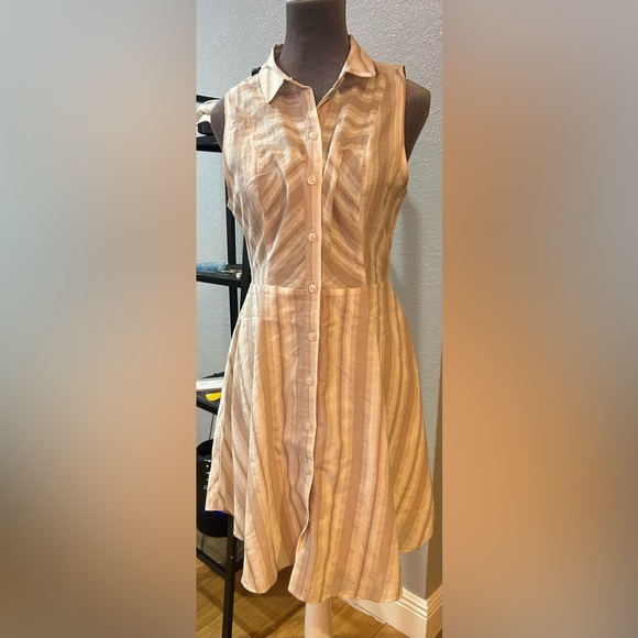 BCBGeneration Pink and Cream Striped Midi Dress - Picture 1 of 5